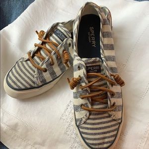 SPERRY TOPSIDERS Classic Blue & white stripe. Sz 8